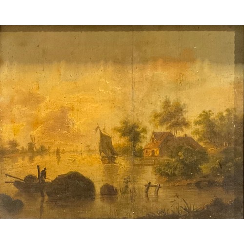 1056 - Dutch School (17th/18th century)
Landscape
oil on oak panel, 14.5cm x 18cm