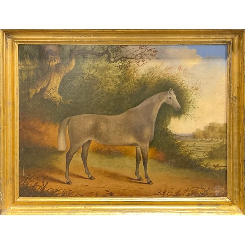 1064 - English School (19th century)
a journeyman equestrian portrait, dappled grey horse,
oil on canvas, 4... 