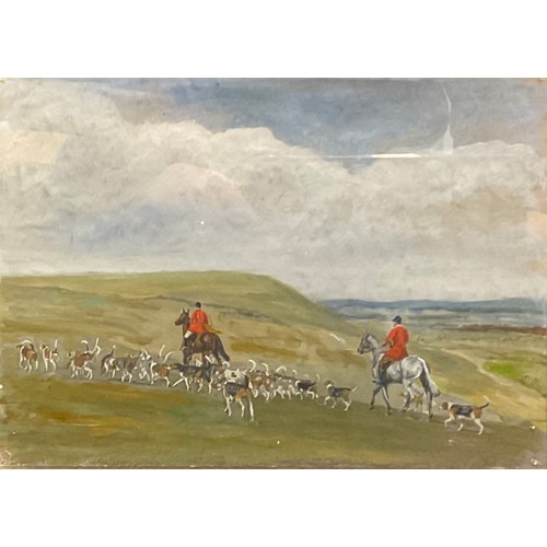 1062 - E.C. Goff
The South Down Hunt
inscribed to verso, oil on tin, 17.5cm x 24.5cm