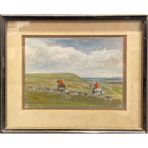 1062 - E.C. Goff
The South Down Hunt
inscribed to verso, oil on tin, 17.5cm x 24.5cm