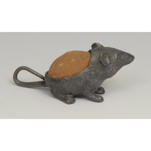 1230 - An early 20th century base metal novelty pin cushion, as an owl, 8cm high; another, as a mouse, 7cm ... 