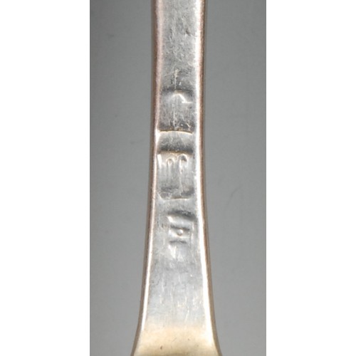 498 - A George III Scottish silver Oar pattern basting spoon, 32cm long, George Fenwick, Edinburgh 1810; o... 