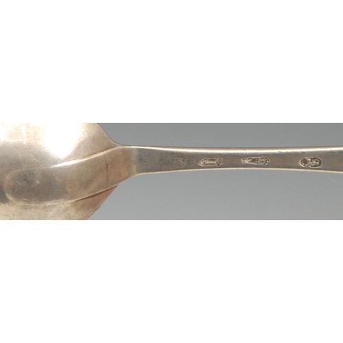 502 - A matched pair of George III Irish silver Hanoverian pattern table spoons, 22.5cm long, Dublin 1767 ... 