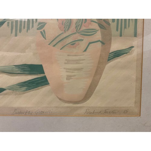 33 - Rosalind Forster (British, bn. 1948), by and after, Butterfly Gladioli, signed in pencil to lower ri... 