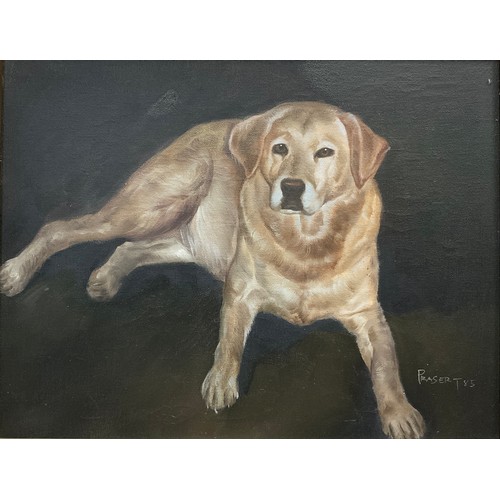 46 - English school, 20th century, a pair of portraits, Labradors, each signed, 45cm x 35cm, and 35cm x 4... 