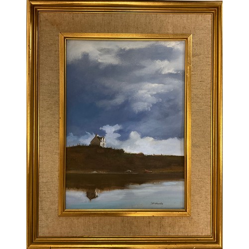 55 - G. E. Woods (British, second half 20th century), Dunvegan Loch, Skye, signed, oil on board, 35.5cm x... 