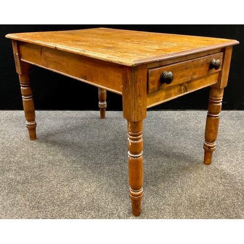 70 - A Victorian pine farmhouse kitchen table, 75cm high x 116cm long x 77cm wide, c.1880.