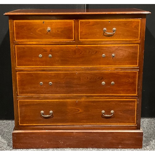 75 - An Edwardian mahogany dressing table, 159cm high, 115cm wide, 53cm deep; a similar chest, of two sho... 