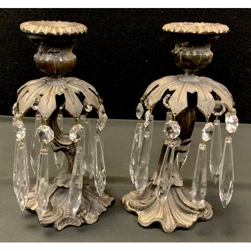 84 - A pair of 19th century bronze candle lustres, c.1860