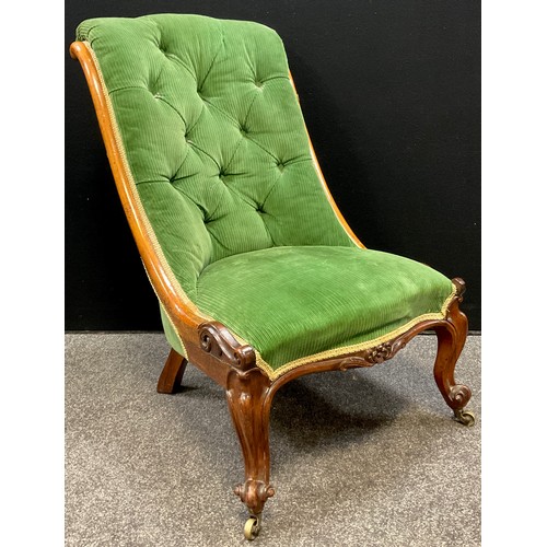 86 - An early Victorian rosewood slipper chair, c.1840