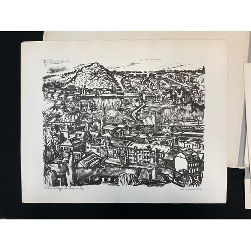 106 - A folio of lithographs, Ingeborg Lahl-Grimmer, 50 jahre Stadt Freital, a set of ten, all signed in p... 