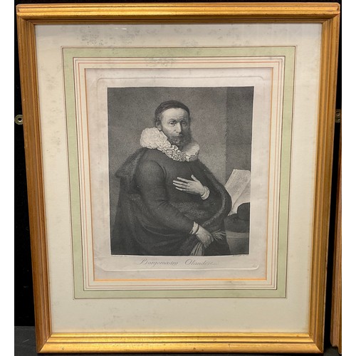 129 - Rembrandt , after, engraving, portrait of Borgomstro Olandese, 30cm x 24cm  another  Dall Arcato Cig... 