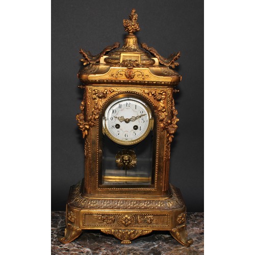 1576 - A late 19th century French gilt metal mantel clock, in the manner of Jean-André Lepaute, 9cm circula... 