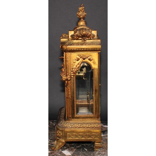 1576 - A late 19th century French gilt metal mantel clock, in the manner of Jean-André Lepaute, 9cm circula... 