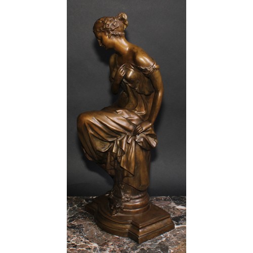 1646 - In the manner of Auguste Moreau (1834-1917), a patinated bronze, Distrait, 45cm high