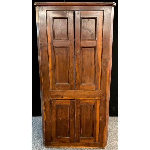 145 - A George III Yew floor-standing corner cupboard, 183.5cm high x 90cm wide x 49cm deep.