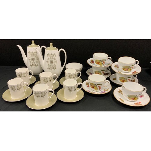 187 - A Royal Adderley's Adelphi pattern coffee set, for six; six Royal Worcester Evesham tea cups and sau... 