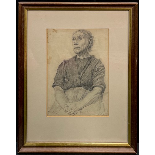 195 - Frederick Cecil Jones (bn. 1891), Portrait of a woman, signed, pencil sketch, 21cm x 15cm.