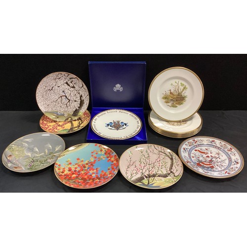 223 - A set of six Crown Staffordshire Birds of fields and Moorlands, Japanese influenced collector plates... 