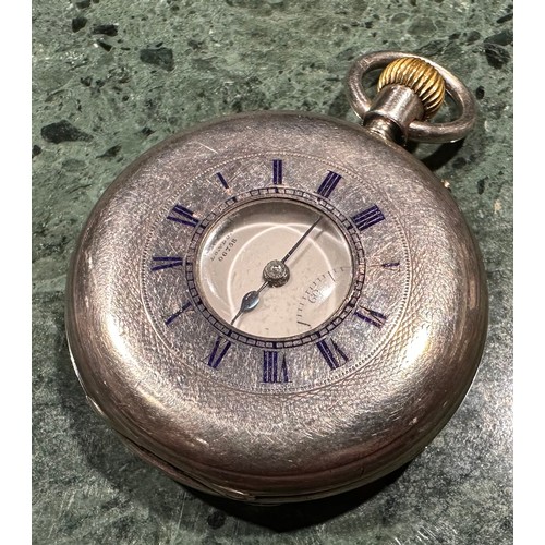 854 - A Victorian silver half-hunter pocket watch, by Charles Frodsham, 84 Strand, London, the 3.5cm ename... 