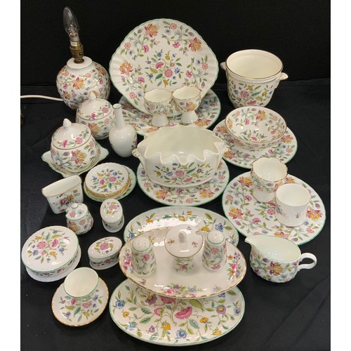 237 - Minton Haddon hall and Marlow table china inc planters, table lamp, plates, bowls, salt and pepper, ... 