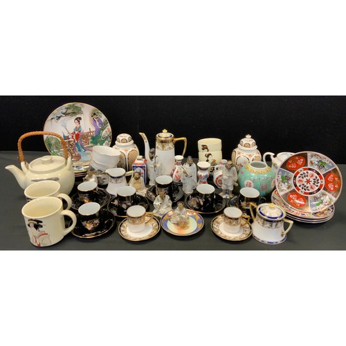 249 - A Japanese Noritake part coffee set;  other table wares, figure, Chinese vase, jar etc qty