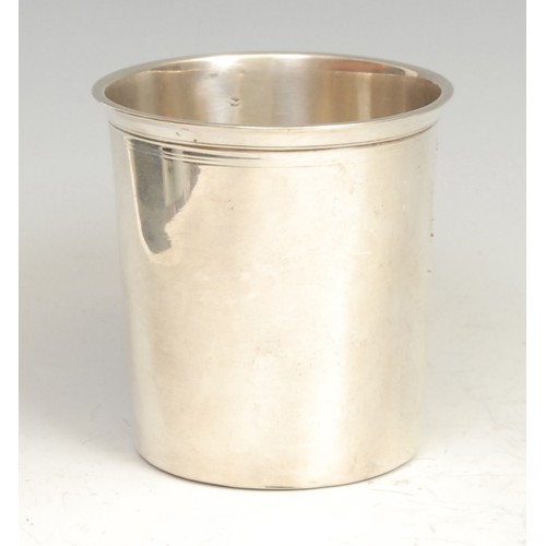 849 - A French silver tapered cylindrical beaker, quite plain, 7.5cm high, 19th century