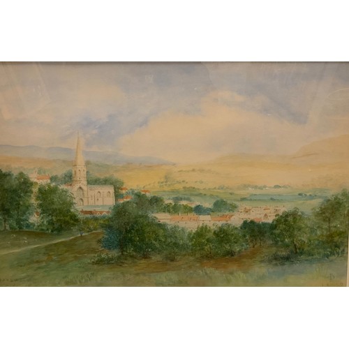 294 - Victorian school, Bakewell and the Wye Valley, signed with artists monogram, dated 1899, watercolour... 