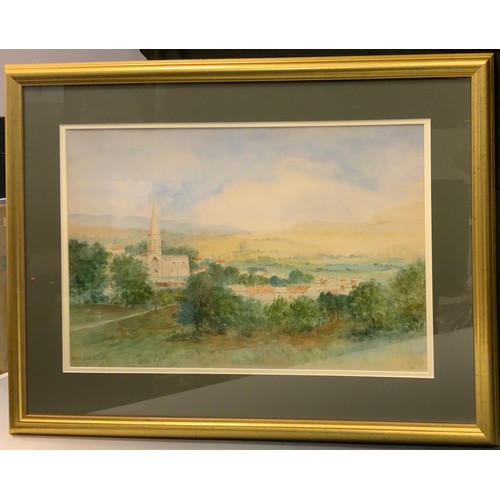 294 - Victorian school, Bakewell and the Wye Valley, signed with artists monogram, dated 1899, watercolour... 