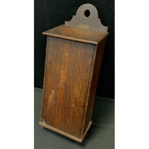 295 - A George III oak candle box, c.1800