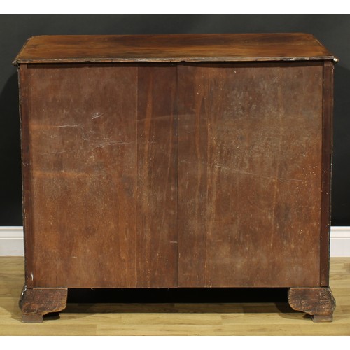 2228 - A George III mahogany bachelors chest, of canted rectangular form, oversailing top above a brushing ... 