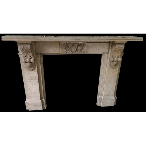 2229 - A Victorian Hopton Wood stone fire surround, quarried from Middleton-by-Wirksworth, Derbyshire, carv... 