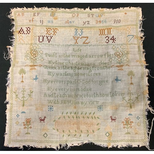 358 - A 19th century needlework sampler