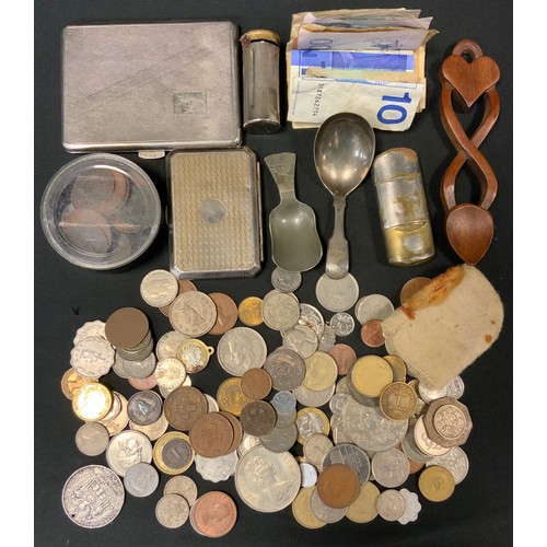 378 - Boxes & Objects - Coins, Bank Notes, International & English currency, inc American Dollar, Spanish ... 