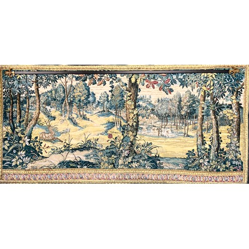 90A - A 20th century Tapestry with hanging bar and original receipt, 99cm x 206cm