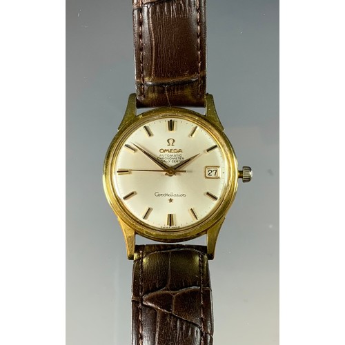 5 - Omega - a 1960s 18ct gold cased Constellation Automatic Chromometer wristwatch, 33mm diameter case, ... 