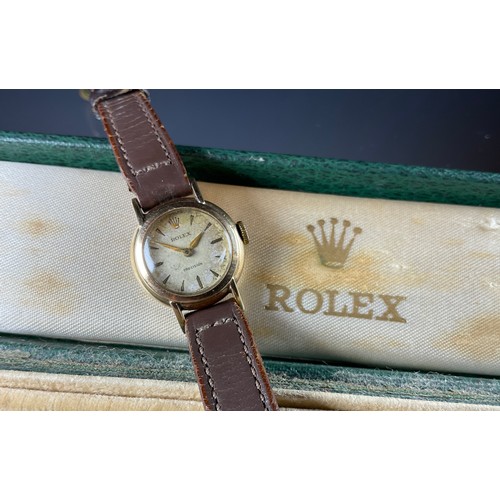 15 - Rolex -a lady's Precision wristwatch, 17mm diameter case, silvered dial, block baton markers, signed... 