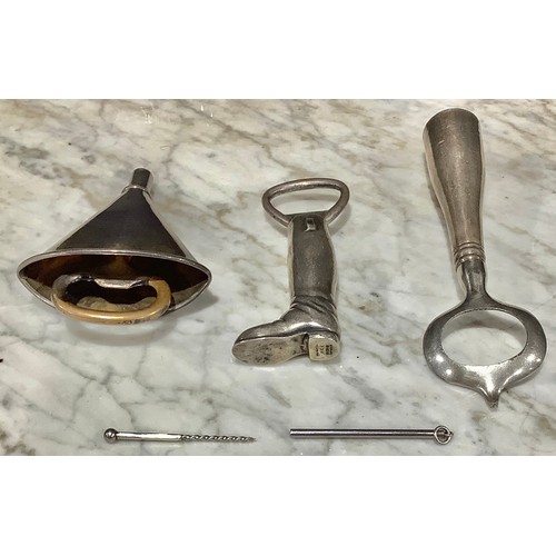 2384 - Helixophilia - An American sterling silver and silver plate funnel and cup corkscrew and bottle open... 