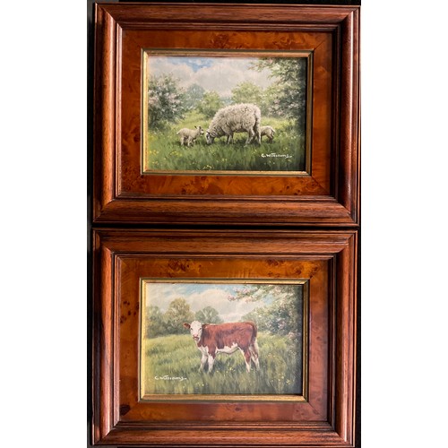 1149A - G. Williams, a pair, Ewe with lambs, and A Bullock, signed, oils on board, each measuring 12.5cm x 1... 