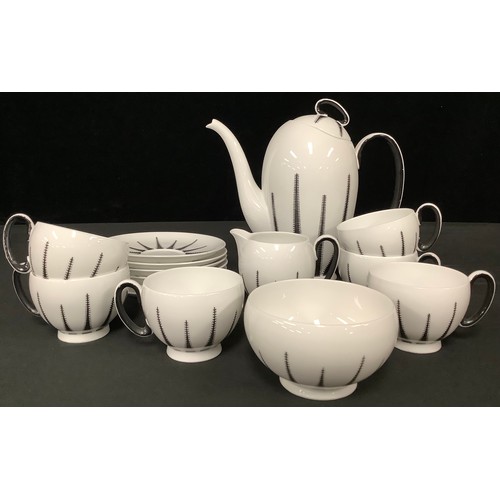 5142 - A Royal Stafford Merlin Ware Starlite pattern coffee service for six, comprising coffee pot, cream j... 