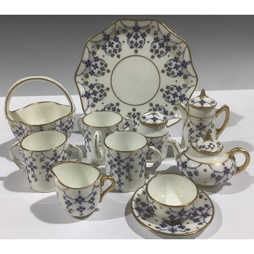 5067 - A Coalport miniature part tea service, comprising teapot, coffee pot, cream jug, sugar bowl and sauc... 