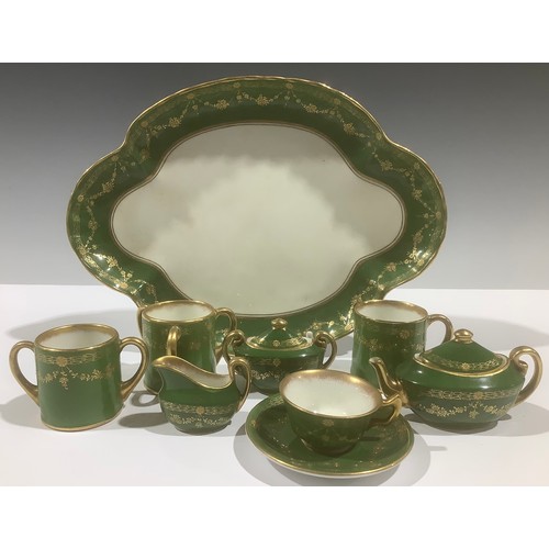 5068 - A Royal Doulton miniature tea service, comprising teapot, sucrier and cover, cream jug, teacup and s... 