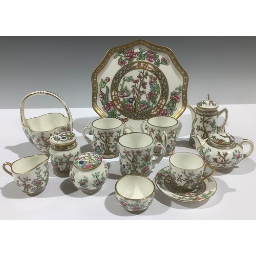 5069 - A Coalport Indian Tree pattern miniature tea service, comprising teapot, coffee pot, cream jug, suga... 