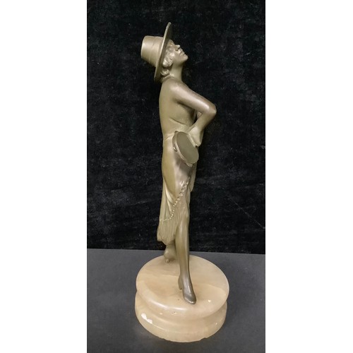 5081 - An Art Deco figure, of a Spanish dancer holding a tambourine, 27cm