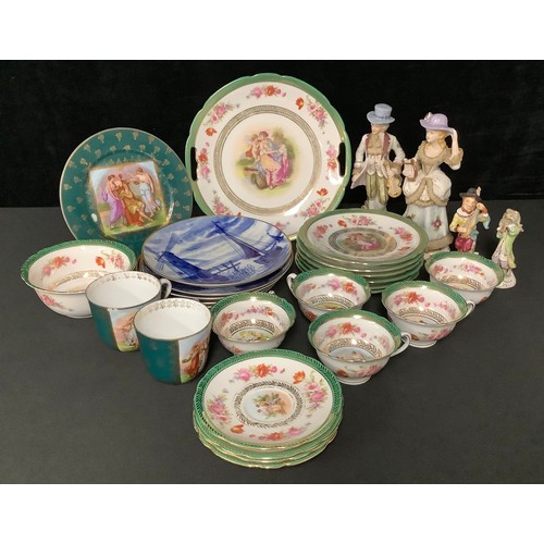 5184 - An Austrian Victoria porcelain part tea service, comprising cake plate, side plates, sugar bowl, cup... 