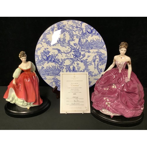 5092 - A Royal Doulton figure, Fair Lady HN2832, 18.5cm; a Coalport figure, Emma, for Compton & Woodhouse, ... 