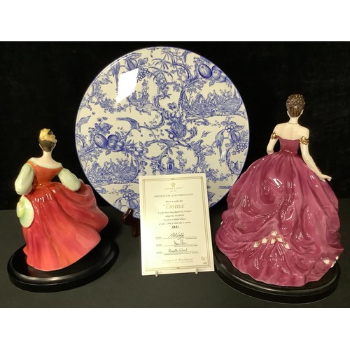 5092 - A Royal Doulton figure, Fair Lady HN2832, 18.5cm; a Coalport figure, Emma, for Compton & Woodhouse, ... 