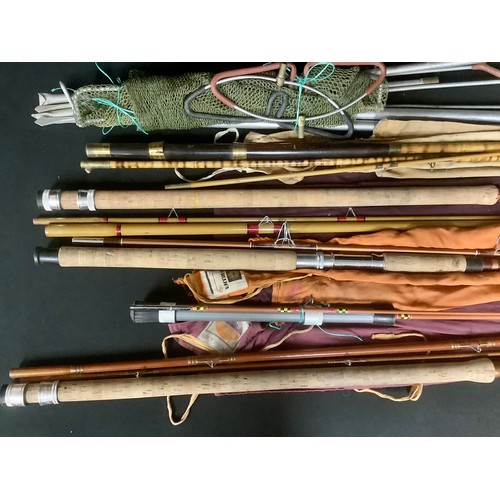 5195 - Fishing - a course rod, Daiwa 2025A, two section rod; four other fishing rods, including Milbro Maes... 