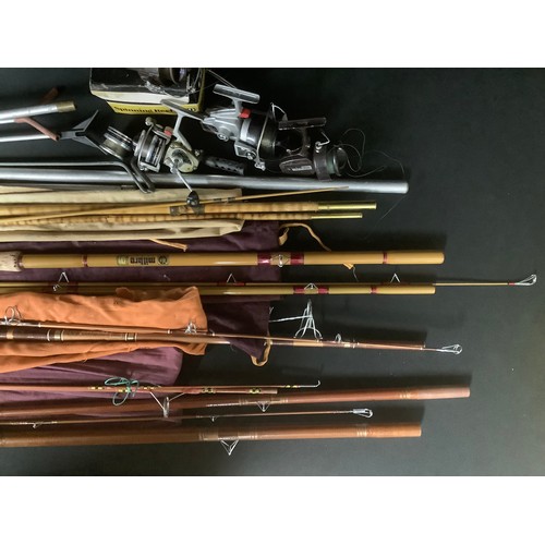 5195 - Fishing - a course rod, Daiwa 2025A, two section rod; four other fishing rods, including Milbro Maes... 