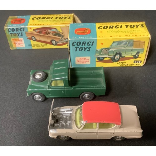 5202 - Toys & Juvenalia - Corgi Toys 438 Land Rover 109 WB, dark green body, lemon yellow interior, spun hu... 